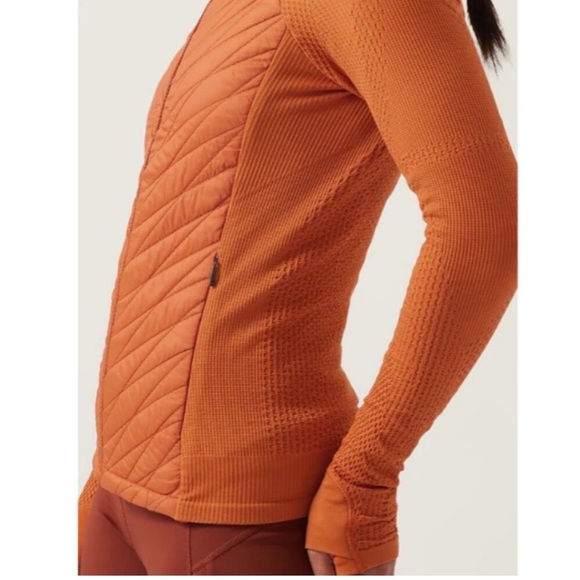 Athleta Fleece Force Insulated Long Sleeve Full Zip Activewear Orange Jacket - Picture 1 of 9